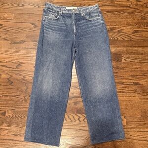 Rag & Bone Miramar Wide Leg Cotten Terry Blue Jeans